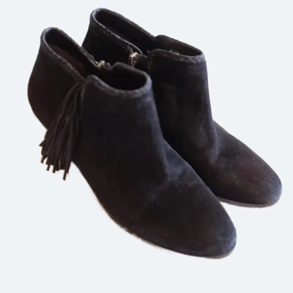 Sam Edelman Black Suede Fringe Ankle Boots Size 9 - Picture 1 of 4